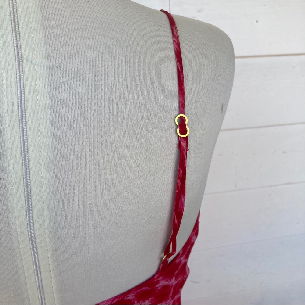 Vintage Betsey Johnson 90s 2000s Midi Animal Print silk asymmetrical red pink - Picture 12 of 16